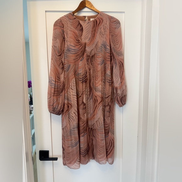 Aritzia Wilfred Daydreamer Dress Blush Pink Print Long Sleeve – Size 2XS - Picture 2 of 4